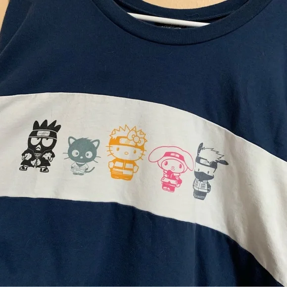 Naruto Shippuden x Hello Kitty Long Sleeve Shirt Sanrio Shonen Jump Blue Sz XL - Picture 2 of 4